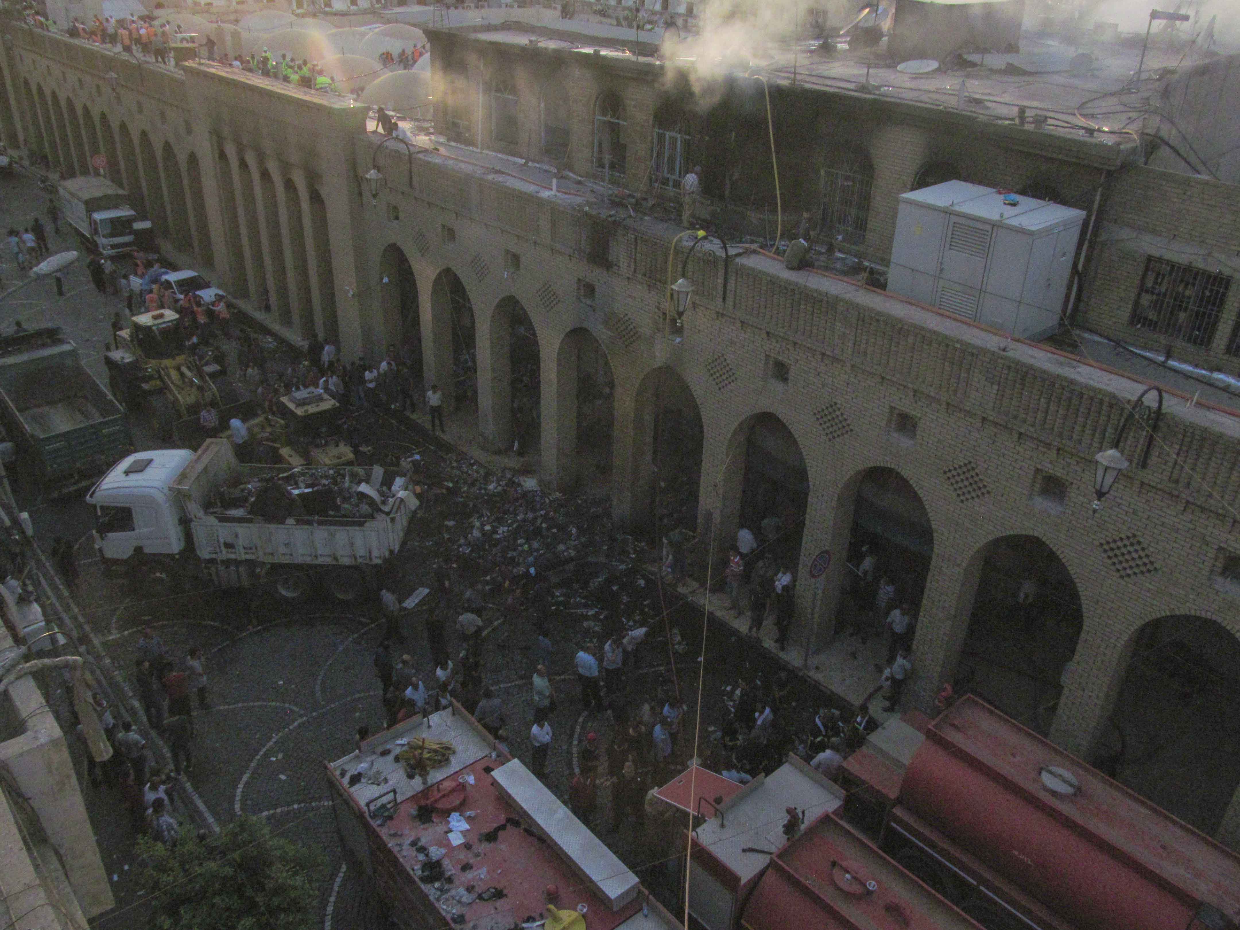 PHOTOS: Firefighters extinguish blaze in Erbil's old market 